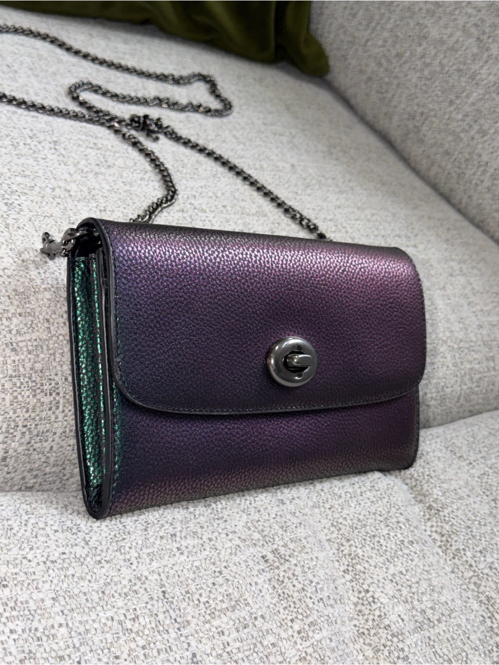 COACH Mermaid/Oil Slick Purple-Green Leather Crossbody